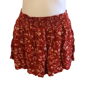 Nunui Burnt Orange Elastic Waistband Mini Skirt